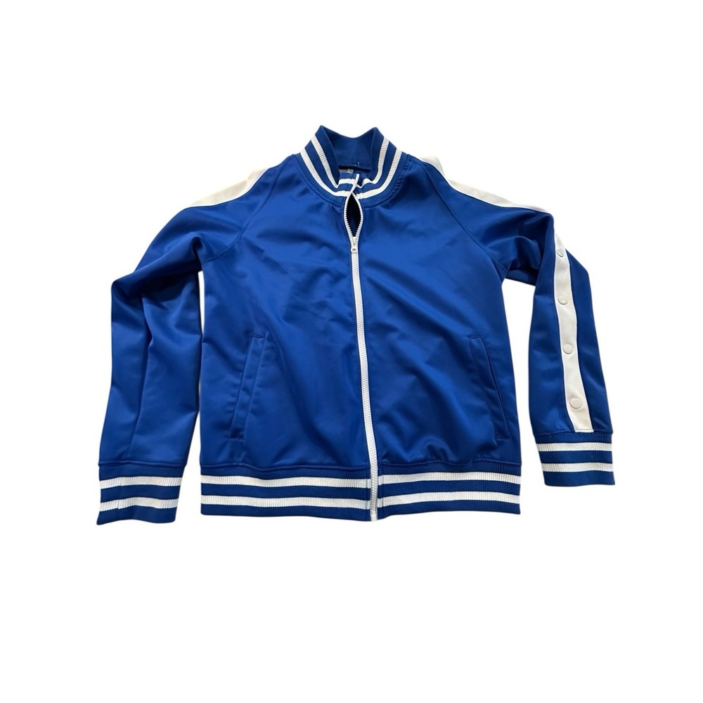 Half Heart Women XL Track Jacket Blue Ribbed Hem Cuff Cold Shoulder Zip Front‎